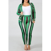 Lovely Casual Striped Plus Size Two-piece Pants Se