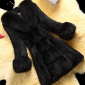 Lovely Casual Patchwork Black Long Coat