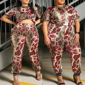 Lovely Casual Printed Multicolor Plus Size Two-pie