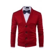Lovely Chic Buttons Design Red Cardigan(Without Sh