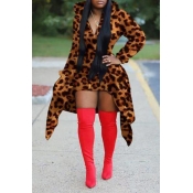 Lovely Casual Hooded Collar Leopard Printed Hoodie