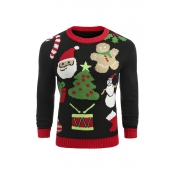Lovely Christmas Day Printed Black Sweater