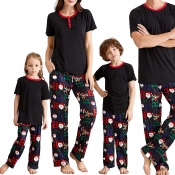 Lovely Family Printed Black Mother Two-piece Pants