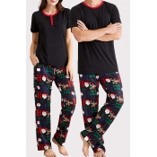 Lovely Family Printed Black Father Two-piece Pants