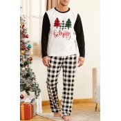 Lovely Family Printed White Father Two-piece Pants