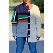 Lovely Casual Patchwork Multicolor Cardigan