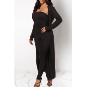 Lovely Casual Basic Skinny Black Two-piece Pants S