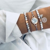 Lovely Trendy 4-piece White Bracelet
