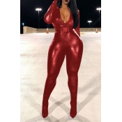 Lovely Trendy Skinny Red One-piece Jumpsuit(Withou