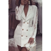 Lovely Work Turn-back Collar Patchwork White Mini 