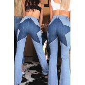 Lovely Casual Star Baby Blue Jeans