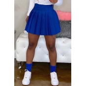 Lovely Casual Ruffle Design Blue Mini Skirt