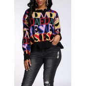 Lovely Casual Letter Printed Multicolor Sweater