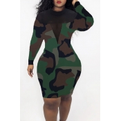 Lovely Casual See-through Camouflage Printed Knee 