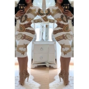 Lovely Trendy Printed Skinny White Knee Length Dre