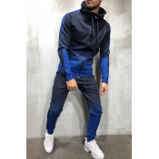 Lovely Casual Hooded Collar Printed Blue Two-piece