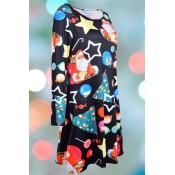 Lovely Christmas Day Printed Multicolor Knee Lengt