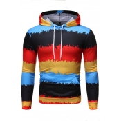 Lovely Trendy Color-lump Printed Multicolor Hoodie