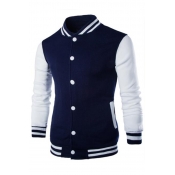 Lovely Casual Patchwork Navy Blue Jacket