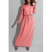 Lovely Casual Loose Pink Ankle Length Dress