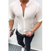 Lovely Casual Basic Buttons Design White Shirt