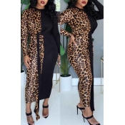 Lovely Casual Leopard Patchwork Ankle Length Dress