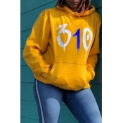 Lovely Casual Hooded Collar Yellow Hoodie