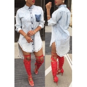 Lovely Trendy Asymmetrical Blue Knee Length Dress