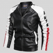 Men Lovely Casual Color-lump Black Jacket