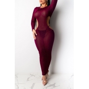 Lovely Party See-through Hollow-out Wine Red Ankle