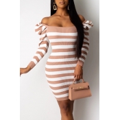 Lovely Sweet Striped White Mini Dress