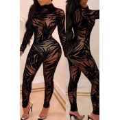 Lovely Sexy See-through Black One-piece Jumpsuit