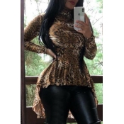 Lovely Casual Leopard Brown Blouse