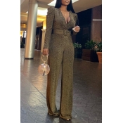Lovely Chic Loose Gold One-piece Jumpsuit