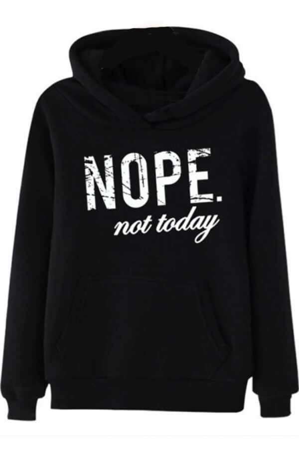 Lovely Casual Letter Print Black Hoodie