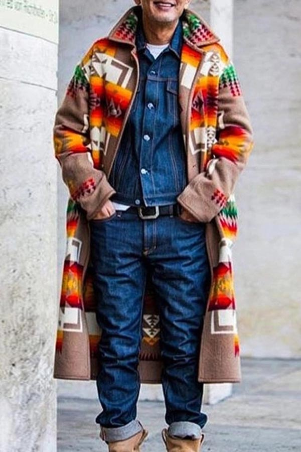 Lovely Bohemian Patchwork Khaki Trench Coat
