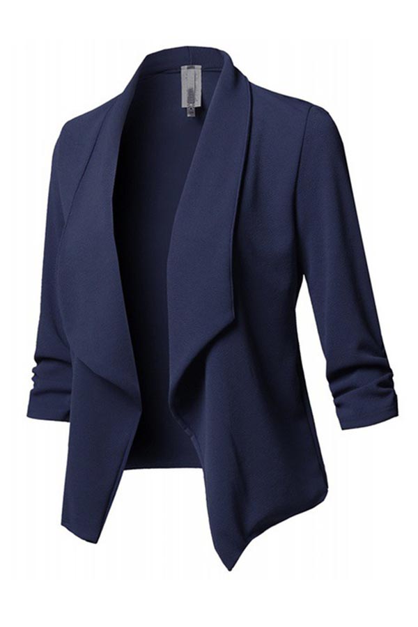 Lovely Work Turn-back Collar Blue Blazerd