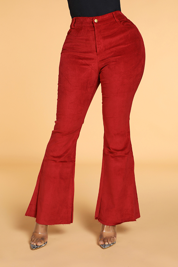 Lovely Trendy Flared Wine Red Pants