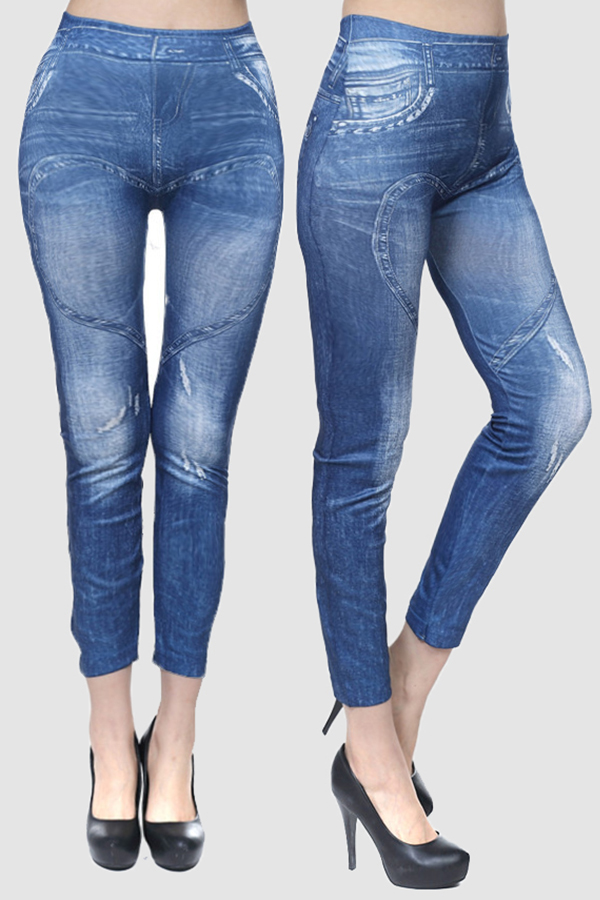 Lovely Casual Skinny Blue Leggings