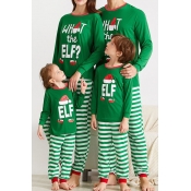 Lovely Family Striped Green Mother Two-piece Pants