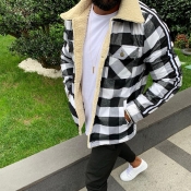 Lovely Trendy Plaid Print White Coat