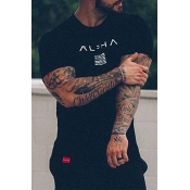 Lovely Casual Print Black T-shirt
