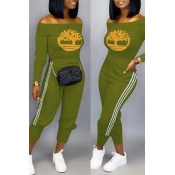 Lovely Casual Print Green Two-piece Pants Set