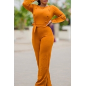 Lovely Trendy Loose Yellow One-piece Jumpsuit