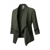 Lovely Work Turn-back Collar Green Blazer