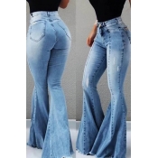 Lovely Casual Flared Blue Jeans