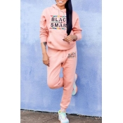 Lovely Leisure Letter Pink Two-piece Pants Set