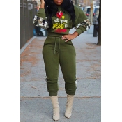 Lovely Casual Letter Print Grey Two-piece Pants Se