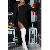 Lovely Party Zipper Design Black Evening Dress