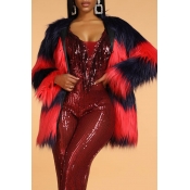 Lovely Casual Patchwork Blue Coat